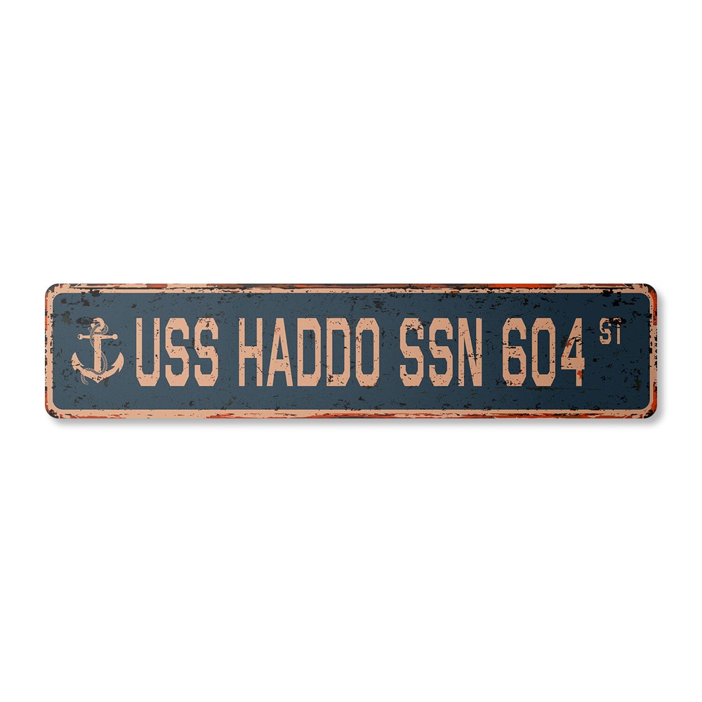USS HADDO SSN 604 Vintage Street Sign us navy ship veteran sailor rustic gift