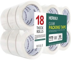 Clear Packing Tape – 18 Rolls, Thicker & Sturdy for Shipping