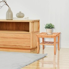 Giantex Bamboo Shower Bench Seat Storage Shelf Shower Spa Chair Seat Bench