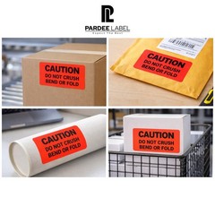Caution Stickers Neon Red 1” x 3” Do Not Crush Bend or Fold 250 Labels/Roll