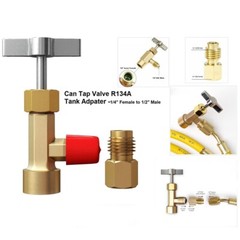 R134a A/C Can Tap With Tank Adapter For 1/4″ And 1/2″ AC Charging Hoses