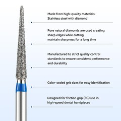5pcs Dental Diamond Burs Extra Fine – Super Coarse Need Shape for High Speed HP