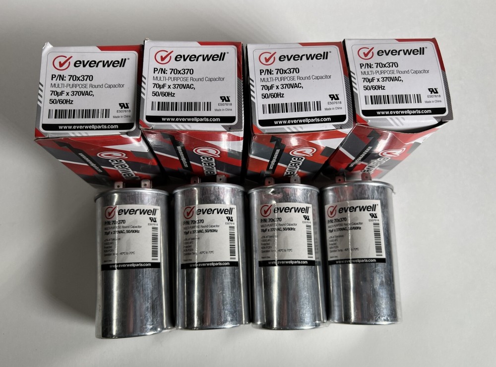 4 PCS 70uf x 370 VAC Multi-Purpose Run Capacitor, 50/60Hz ±5 % of Tolerances