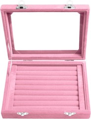 EONGOA Jewelry Box Rings Organizer Tray 7.87 x 5.90 x 1.77 inches, Light Pink