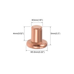 100 Pack 1/8″ x 5/32″ Flat Head Copper Solid Rivets Fasteners