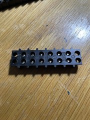 A lot of FIVE (5) 3/8” center 20 AMPS Series, 6 pos double row Terminal Block.