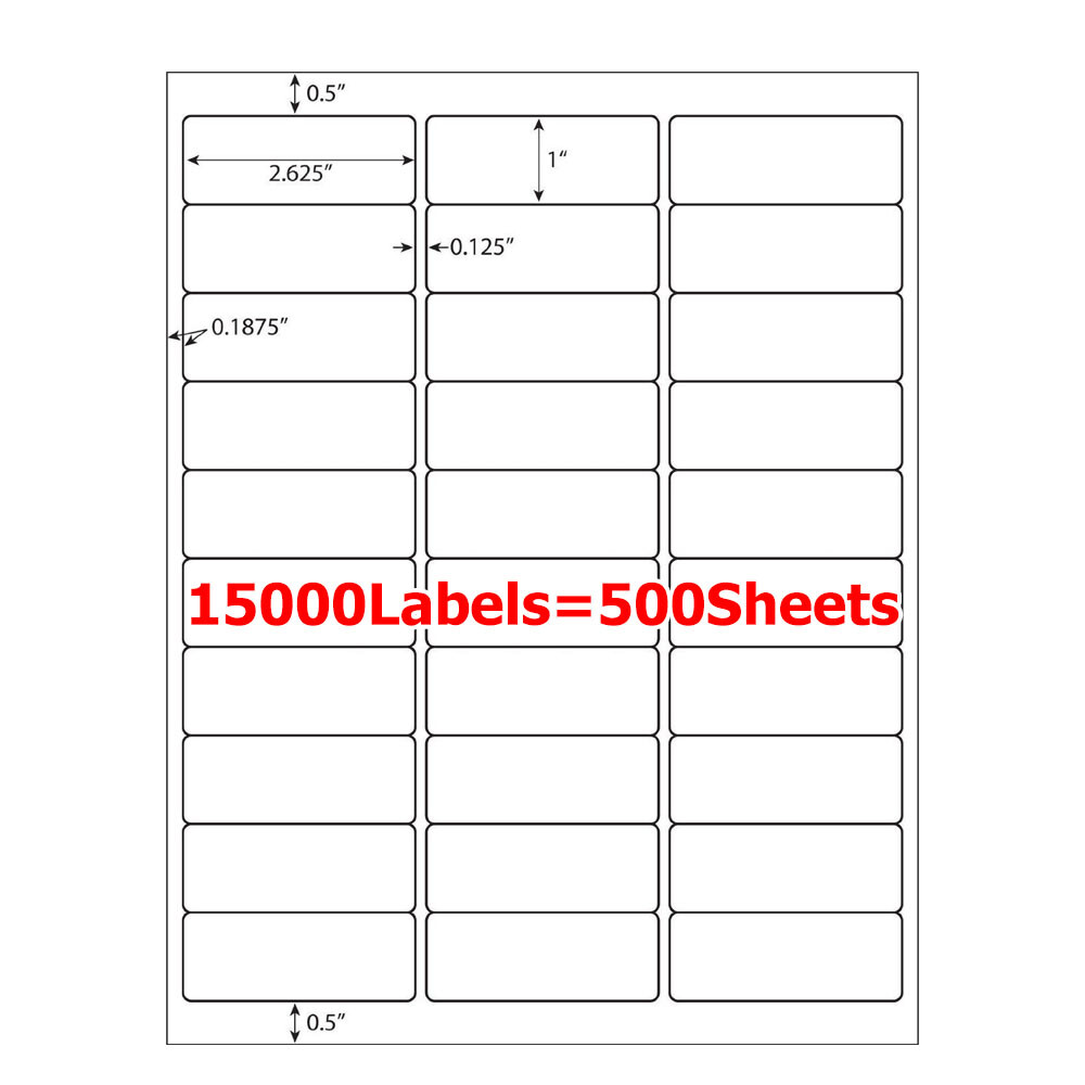 15000 1″ x 2 5/8″ Address Labels 1000 Sheets Amazon FBA Labels 30 Per Sheet 30UP