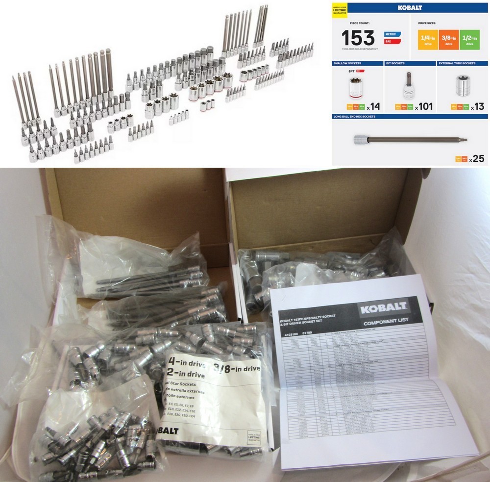 Kobalt 153-Pc Specialty Socket Set Metric/SAE Hex/Square/Torx Lifetime Warranty