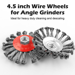 Wire Wheel for 4 1/2 Angle Grinder, 5 Pack 4.5 Inch Twist Knotted Wire Brush for