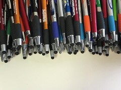100 Lot Misprint Ink Pens with Soft Tip Stylus for Touch Screen, Assorted Barrel