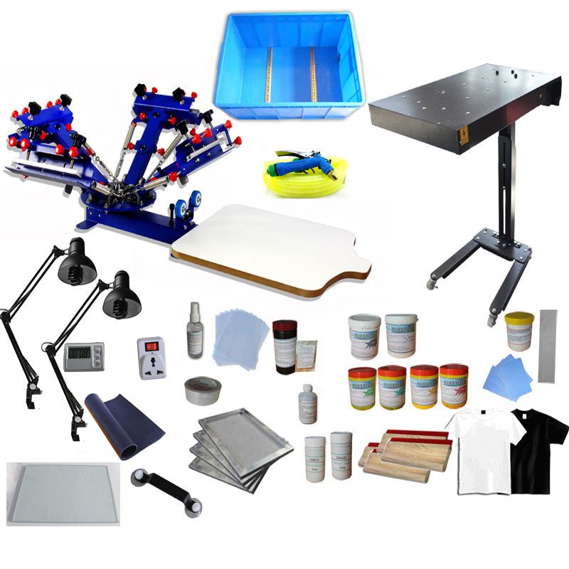 4 Color 1Station Screen Printing Kit Flash Dryer Exposure Unit Shirt Printing