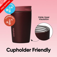 Owala SmoothSip Slider Insulated Stainless Steel 12 Ounces, Black Cherry