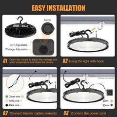 150W LED UFO High Bay Lights 3000K/4000K/5000K Adjustable Commercial Shop Lights