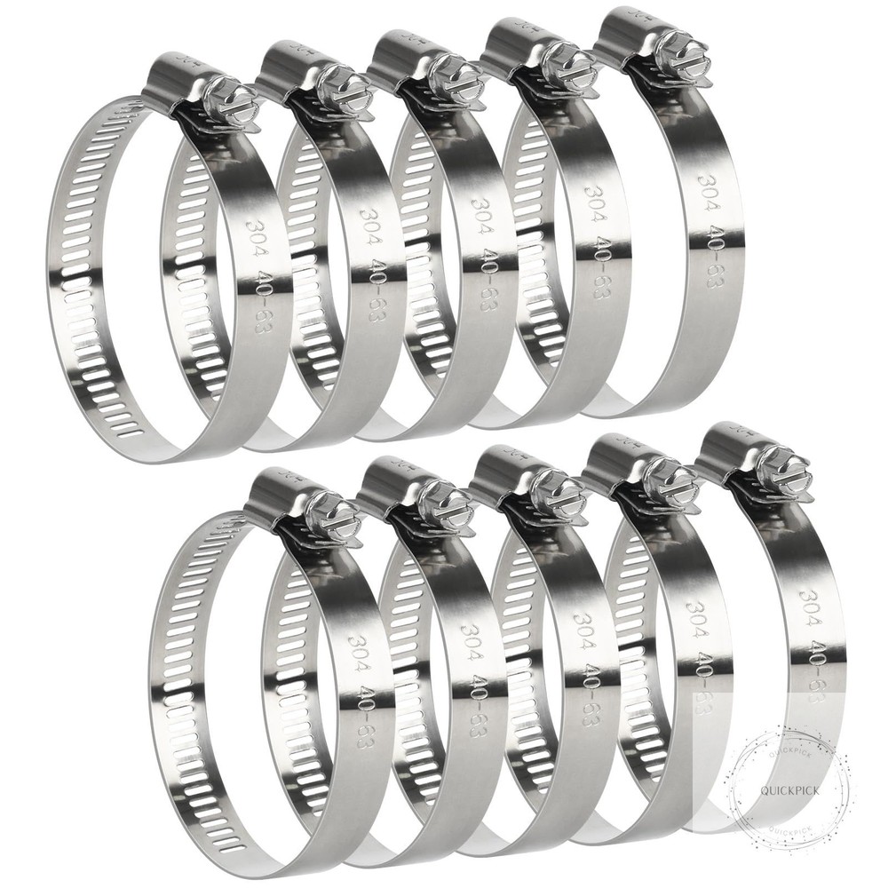 Hose Clamp 10 Pieces 2.5 Inch Stainless Steel Hose Clamps for 1 1/2 Inch to 2 1/
