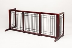 LEADZM 4 Panels Adjustable Pine Pet Gate Coffee