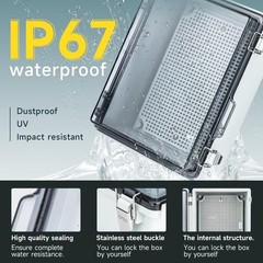 Waterproof Electrical Junction Box IP67 Plastic W/ Clear Cover Outdoor Use