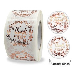 20 Count 1.5in Round Rose Gold Thank You Foil Self-Adhesive Stickers