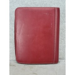 Franklin Covey Red Leather Classic 7 Ring Zip Around Day Planner Binder