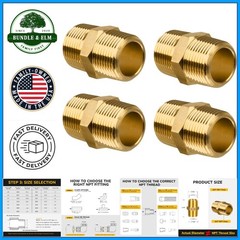 Corrosion Resistant Hex Brass Nipples for High Pressure Applications – Set of 4