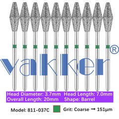 10pc/pk Dental FG Diamond Burs High Speed Barrel Wheel Pear Shape Polishing Burs