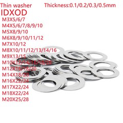 Thin Shim Flat Washer Ultra Gasket Stainless Steel Plain Adjusting Ultrathin M