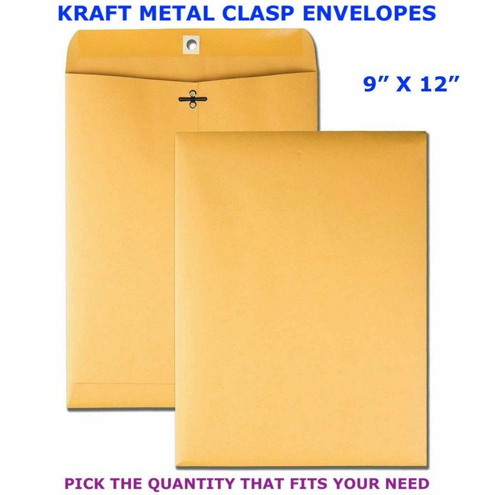 9″ x 12″ Kraft Metal Clasp Envelope – Heavyweight 28# Gummed – PICK YOUR OWN QTY