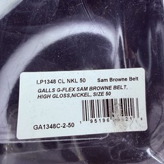 Galls Duty Belt Size 50″ G-Flex Sam Browne High Gloss Leather Nickel Buckle 1348