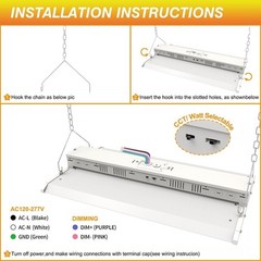 2 Pack 300W LED Linear High Bay Light 45000LM Adjustable 3000K~5000K Commercial