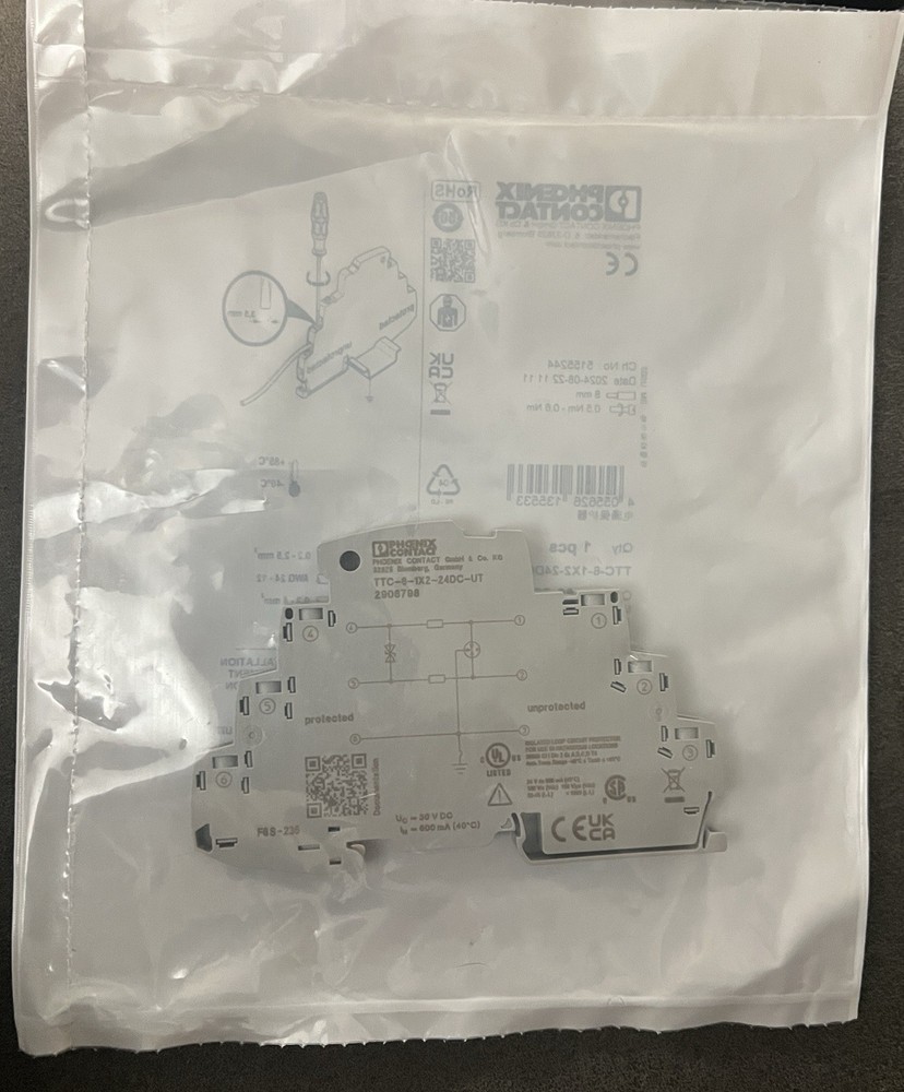Phoenix Contact TTC-6-1X2-24DC-UT DIN Rail Terminal Block 24VDC 6P Gray