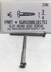 #6×1-3/4 Round Head Slotted Wood Screws Steel Zinc Plated (35)