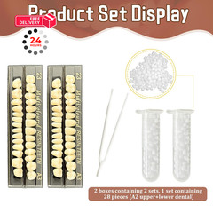 56 Pcs False Teeth Dental Complete Acrylic Resin Denture Teeth, 2 Set Whole…