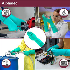 Alphatec Solvex 37-155 Nitrile Industrial Unflocked Chemical-Resistant Gloves fo
