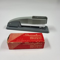 Vintage Swingline 444 Dark/Light Grey Stapler Metal Made in USA Mid Centrury