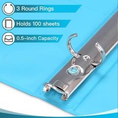 6 Pack 0.5-inch 3-Ring Binder with 2 Interior Pockets, 0.5” Basic Binders Holds