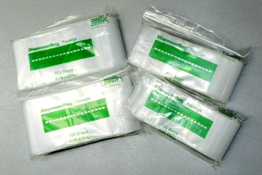 400 Reloc Zippit Bags Clear 4 Mil 3×5 & 4×6 200 Each Size Thick Heavy Duty