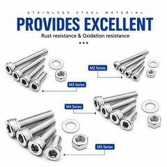 880PCS Metric Screws Assortment Kit, Hex Socket Head Cap, Bolts Nuts Washers New