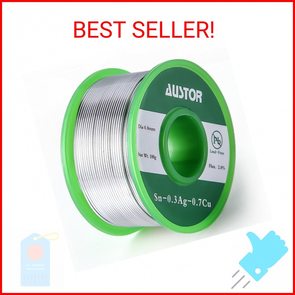 AUSTOR 0.8mm Lead Free Solder Wire with Rosin Core, 100g