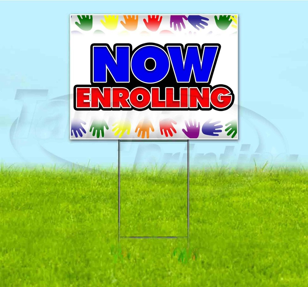NOW ENROLLING 18×24 Yard Sign WITH STAKE Corrugated Bandit USA VPK PRESCHOOL