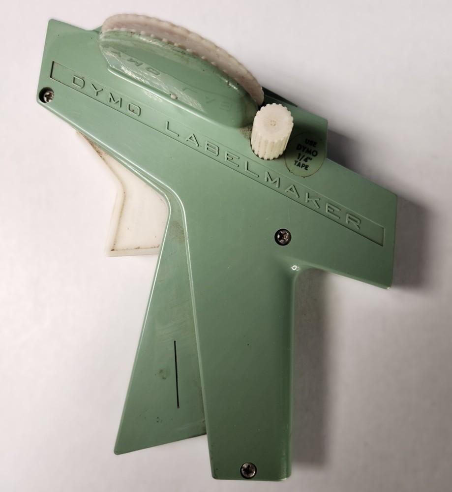 Vintage 1960’s DYMO M-4 Label Maker Green Uses 1/4″ Tape (Not Included)
