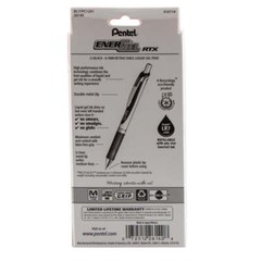 Pentel EnerGel RTX Retractable Liquid Gel Pen, Medium Line,0.7mm, Black, 12-Pk