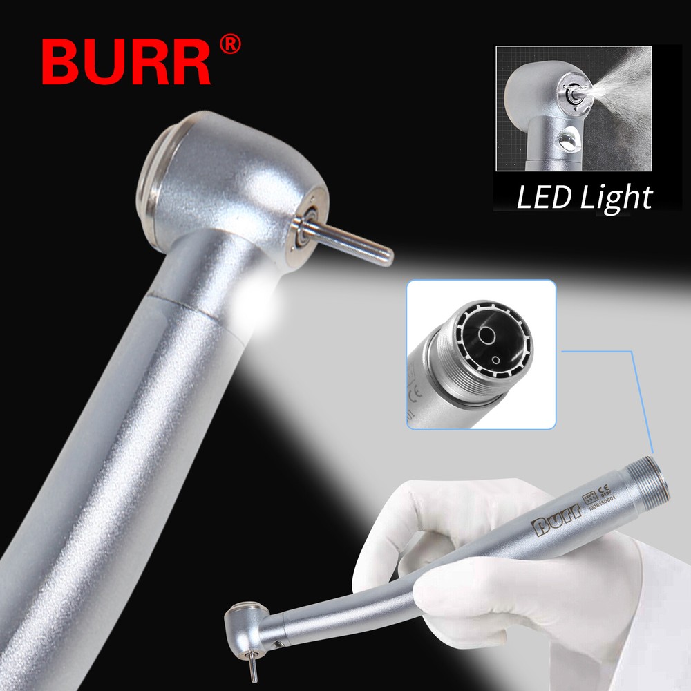 Dental Fiber Optic LED E-generator High Speed Handpiece Turbine 2 Holes Burr