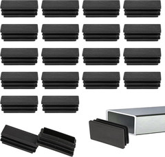 20 Pack 1″ X 2″ Rectangle End Caps Tubing End Caps Black Plastic Plug Rectangle
