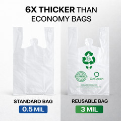 Clear Plastic T-Shirt Grocery Bags 3 Mil Heavy Duty Reusable 1/6 21×6.5×11.5
