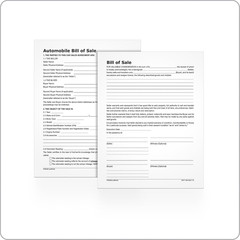 Bill of Sale Forms Pack, Includes 2 Motor Vehicle and 2 General Bills of Sale, 8