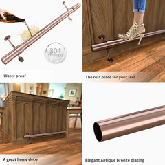 6Ft Bar Foot Rail Kit Undercounter Mount Hardware and Tubing Complete Kit 2” OD