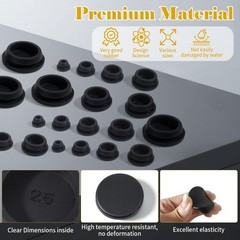 125PCS Rubber Plugs for Round Holes, Premium Black Rubber Hole Plugs, Various…