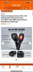 VEVOR Thermal Imaging Camera 240×180 IR, 4F-1022F, 2MP Visual, 64GB SD