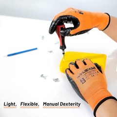 MANUSAGE Safety Work Gloves – Protective Glove for Men & Women Medium, Orange