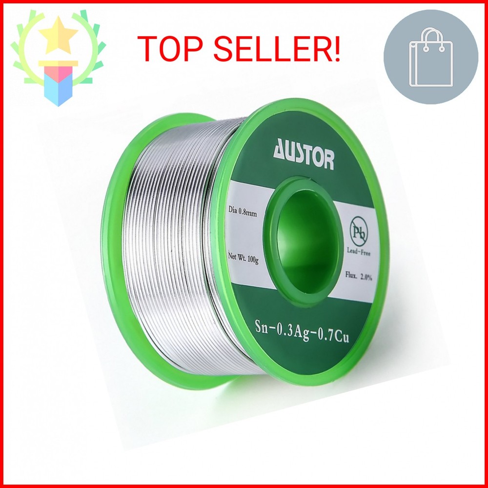 AUSTOR 0.8mm Lead Free Solder Wire with Rosin Core, 100g