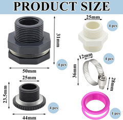 18-Piece 3/4″ Water Barrel Bulkhead Fitting Kit with Connectors and Tools